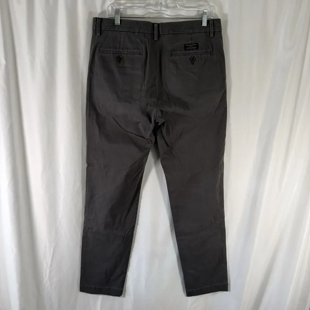 Banana Republic Aiden Slim Men's 33x34 Grey Flat Front Slash Pocket Cotton Blend
